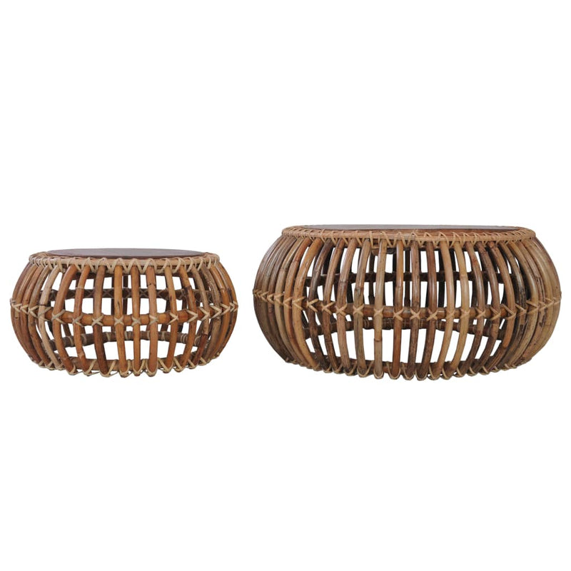 Salontafels 2 st natuurlijk rattan MeubelReus