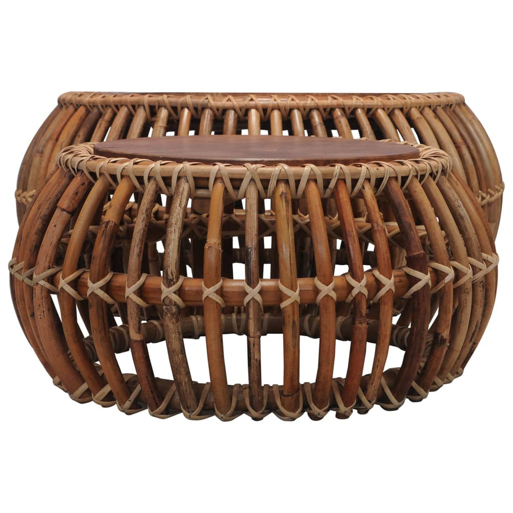 Salontafels 2 st natuurlijk rattan MeubelReus