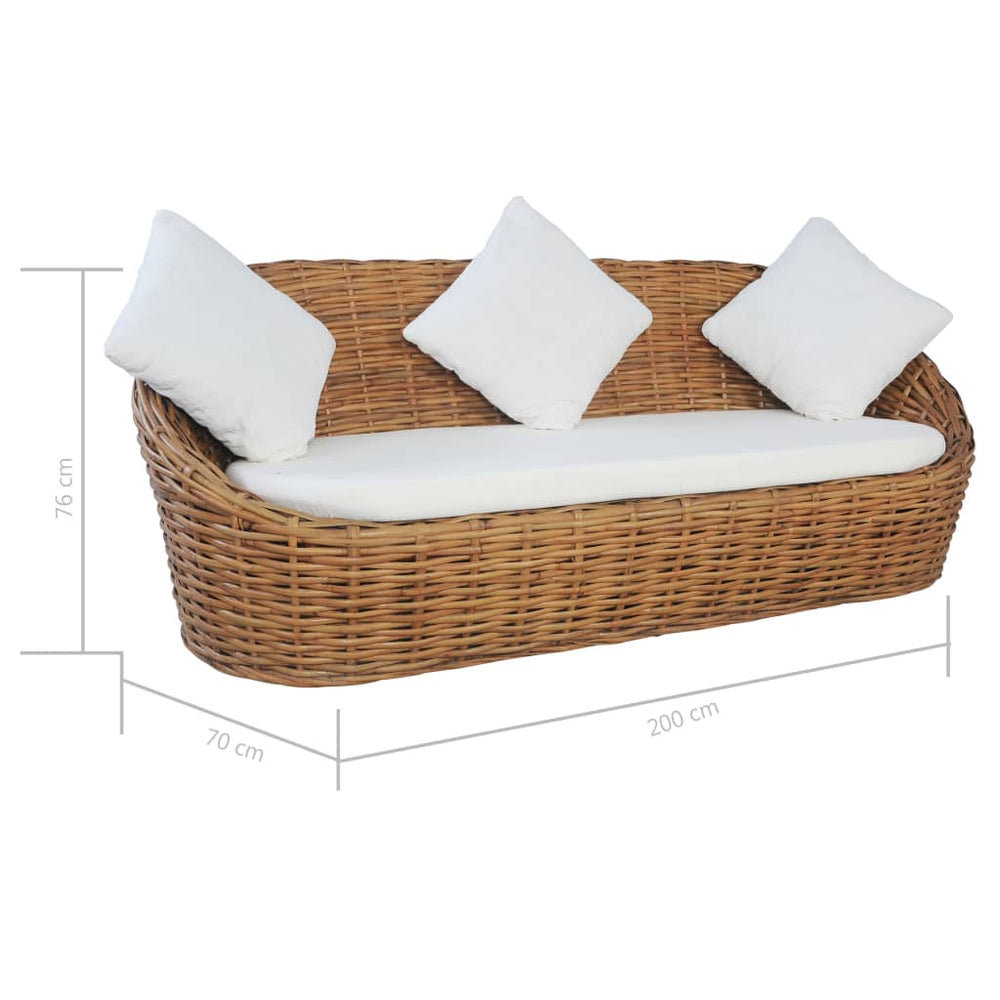 Driezitsbank met kussens natuurlijk rattan MeubelReus