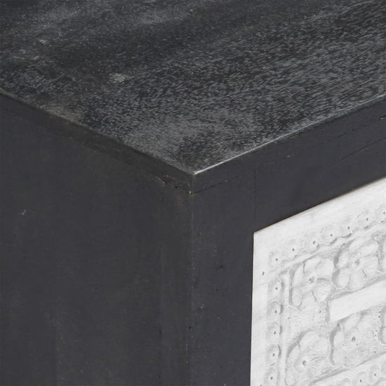 Tv-meubel handgesneden 120x30x40 cm massief mangohout grijs wit MeubelReus