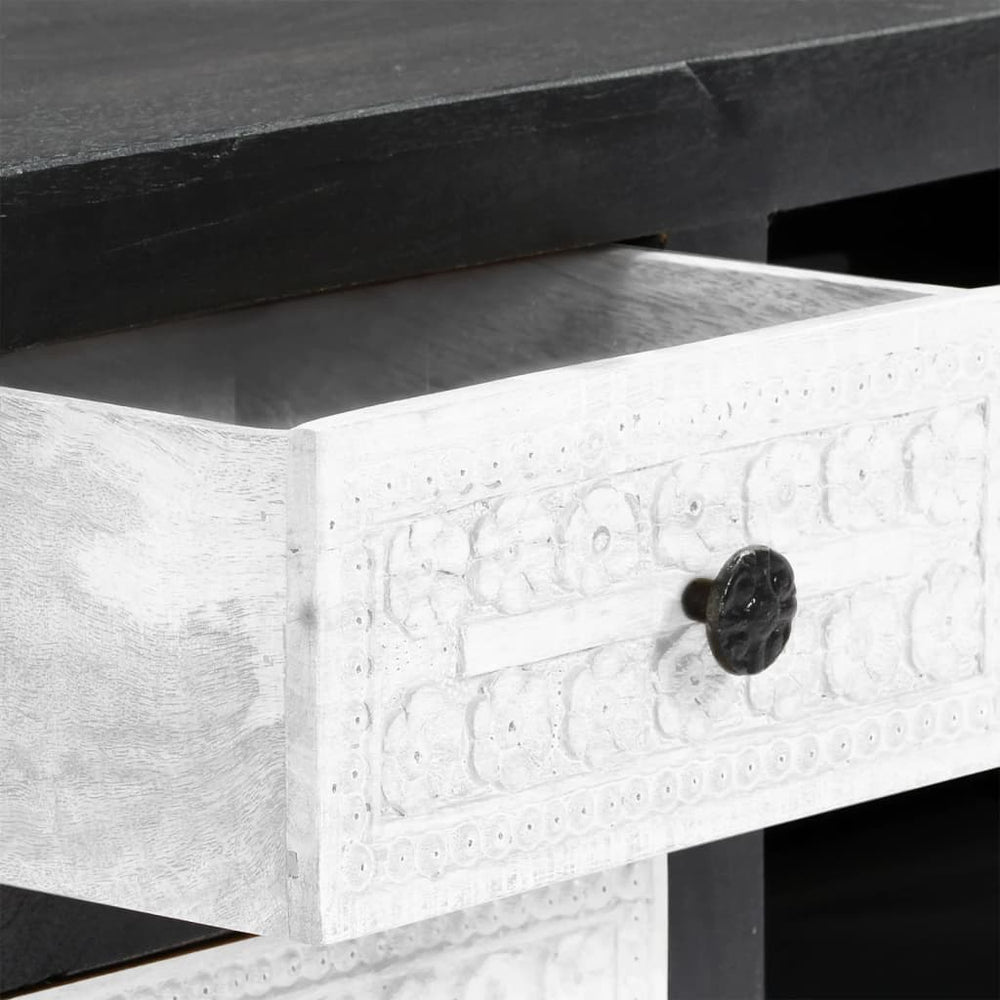 Tv-meubel handgesneden 120x30x40 cm massief mangohout grijs wit MeubelReus