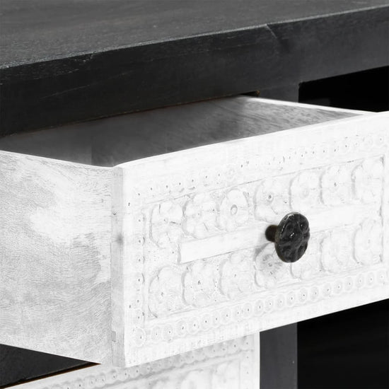 Tv-meubel handgesneden 120x30x40 cm massief mangohout grijs wit MeubelReus
