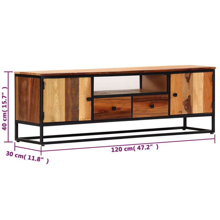 Tv-meubel 120x30x40 cm massief gerecycled hout en staal MeubelReus