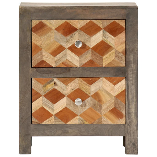 Nachtkastje 40x30x50 cm massief mangohout grijs MeubelReus