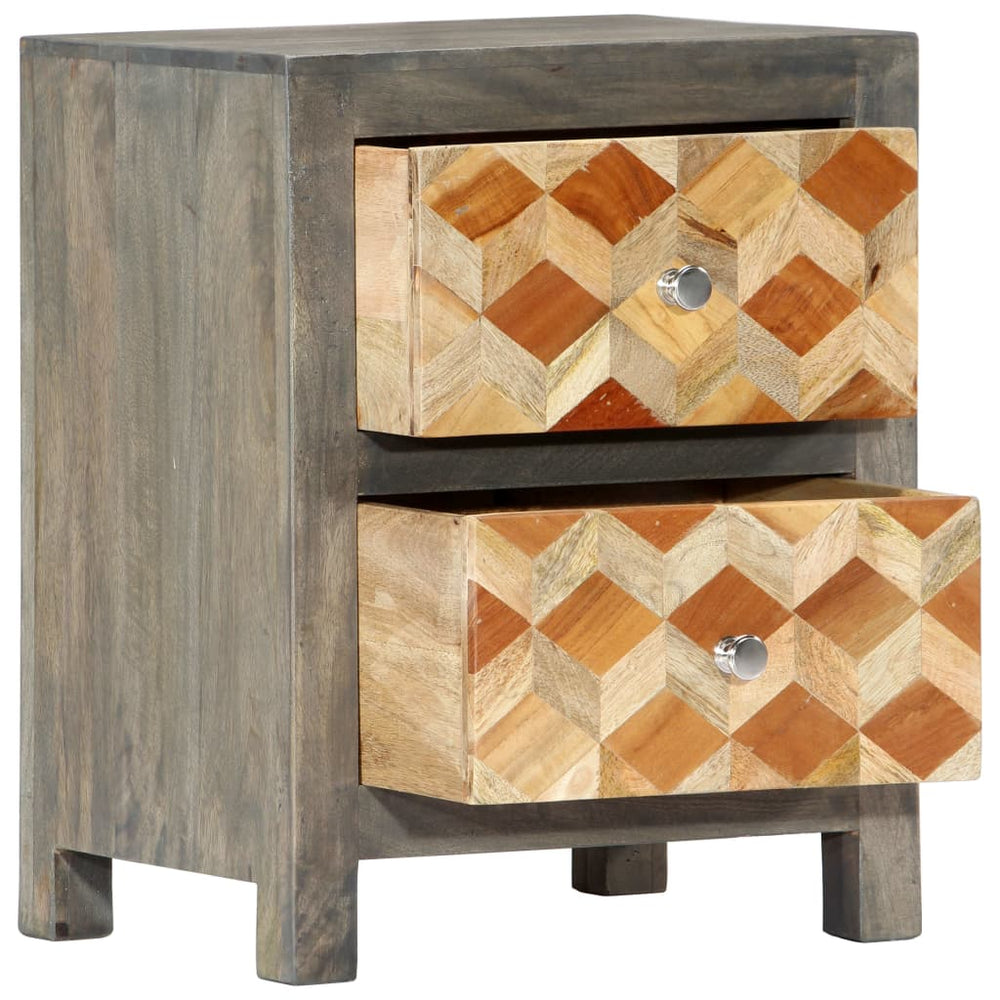 Nachtkastje 40x30x50 cm massief mangohout grijs MeubelReus