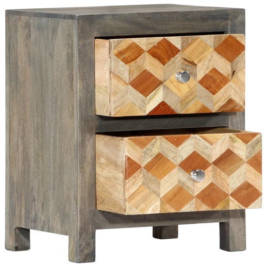 Nachtkastje 40x30x50 cm massief mangohout grijs MeubelReus