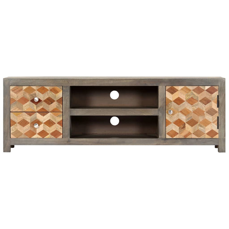 Tv-meubel 120x30x40 cm massief mangohout grijs MeubelReus