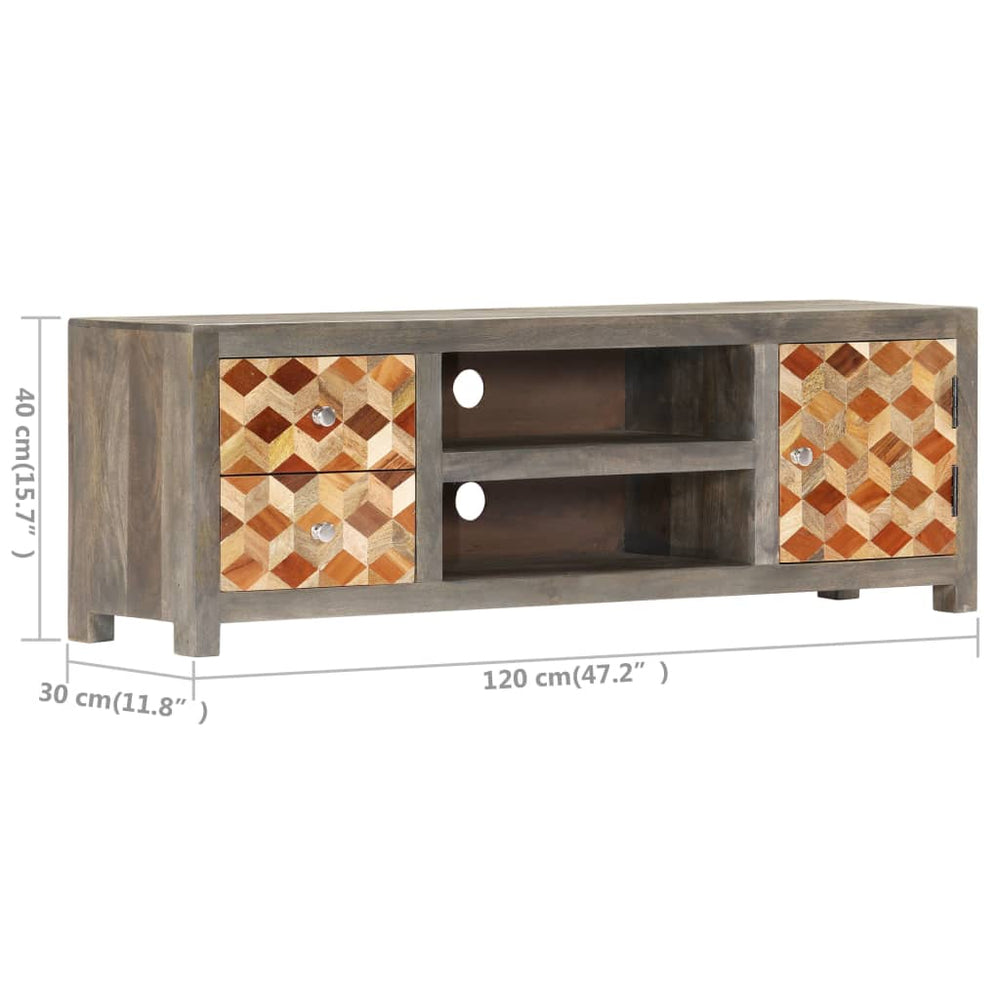 Tv-meubel 120x30x40 cm massief mangohout grijs MeubelReus
