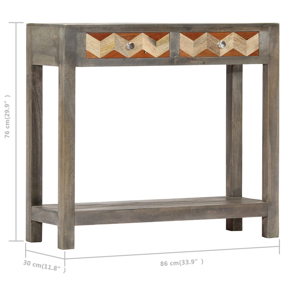 Wandtafel 86x30x76 cm massief mangohout grijs MeubelReus