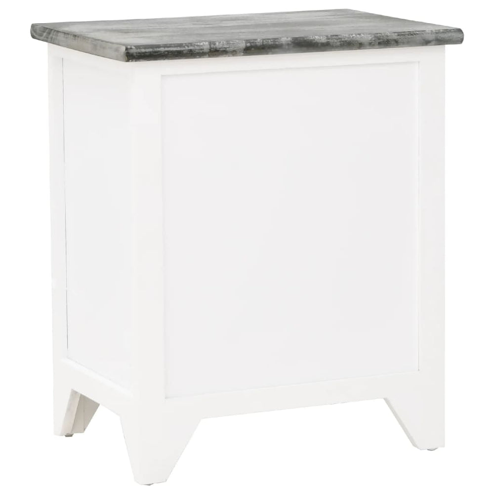 Nachtkastje 38x28x45 cm paulowniahout grijs en wit MeubelReus