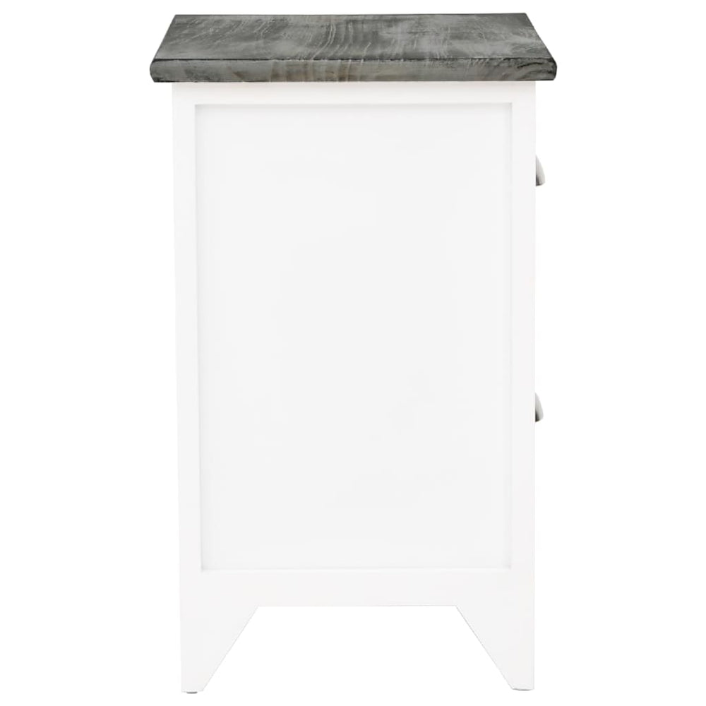 Nachtkastje 38x28x45 cm paulowniahout grijs en wit MeubelReus
