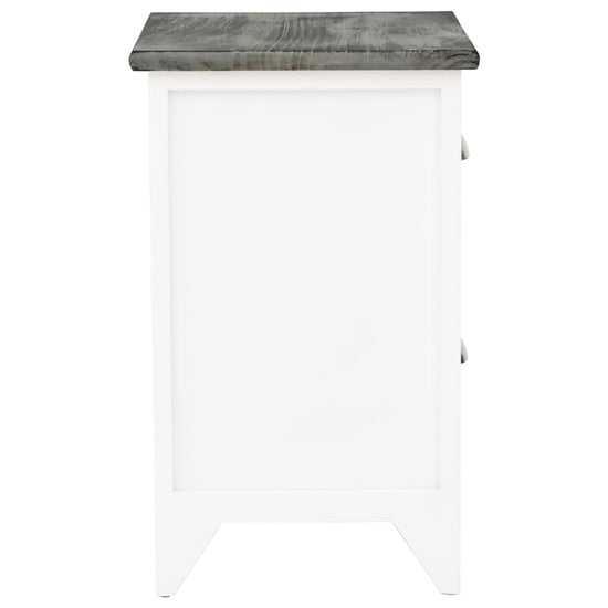 Nachtkastje 38x28x45 cm paulowniahout grijs en wit MeubelReus