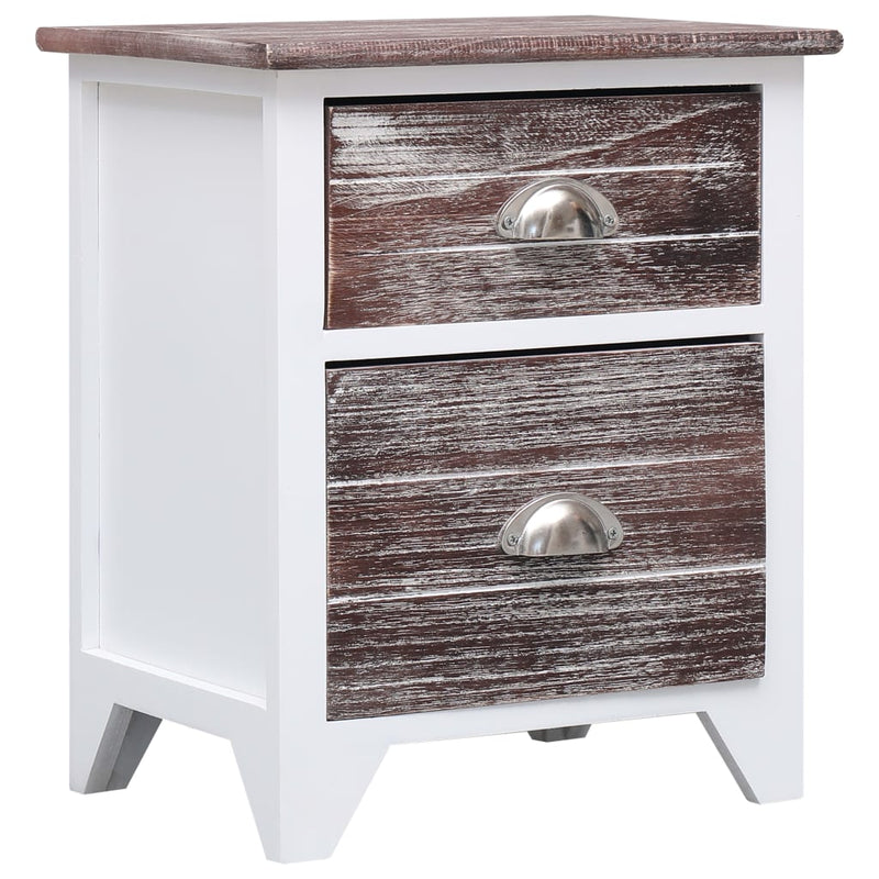 Nachtkastje 38x28x45 cm paulowniahout bruin en wit MeubelReus