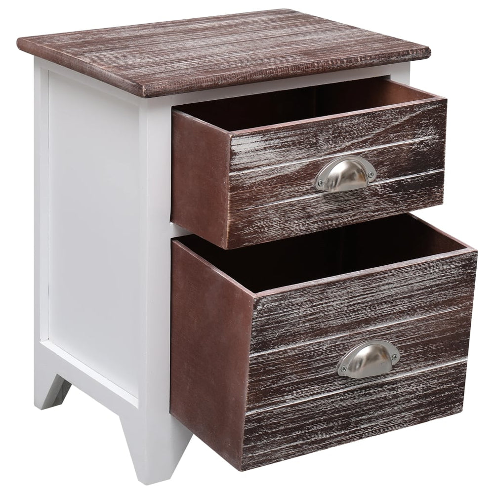 Nachtkastje 38x28x45 cm paulowniahout bruin en wit MeubelReus