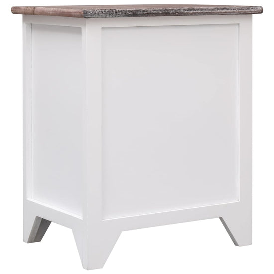 Nachtkastje 38x28x45 cm paulowniahout bruin en wit MeubelReus