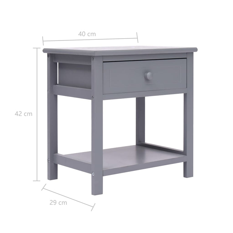 Nachtkastje 40x29x42 cm paulowniahout grijs MeubelReus