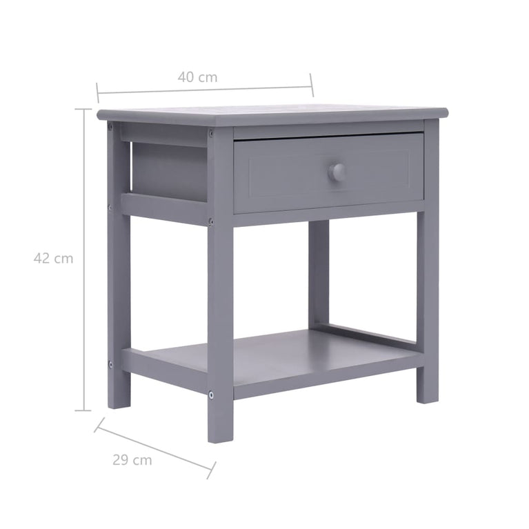 Nachtkastje 2 st 40x29x42 cm paulowniahout grijs MeubelReus