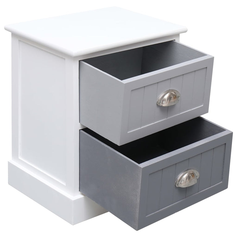Nachtkastjes 2 st 38x28x45 cm paulowniahout grijs MeubelReus
