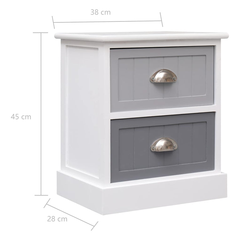 Nachtkastjes 2 st 38x28x45 cm paulowniahout grijs MeubelReus