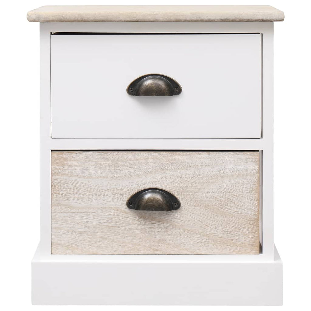 Nachtkastjes 2 st 38x28x45 cm paulowniahout wit en naturel MeubelReus