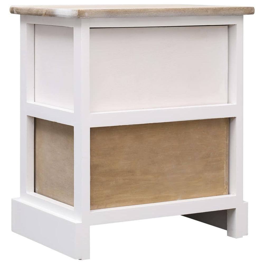 Nachtkastjes 2 st 38x28x45 cm paulowniahout wit en naturel MeubelReus