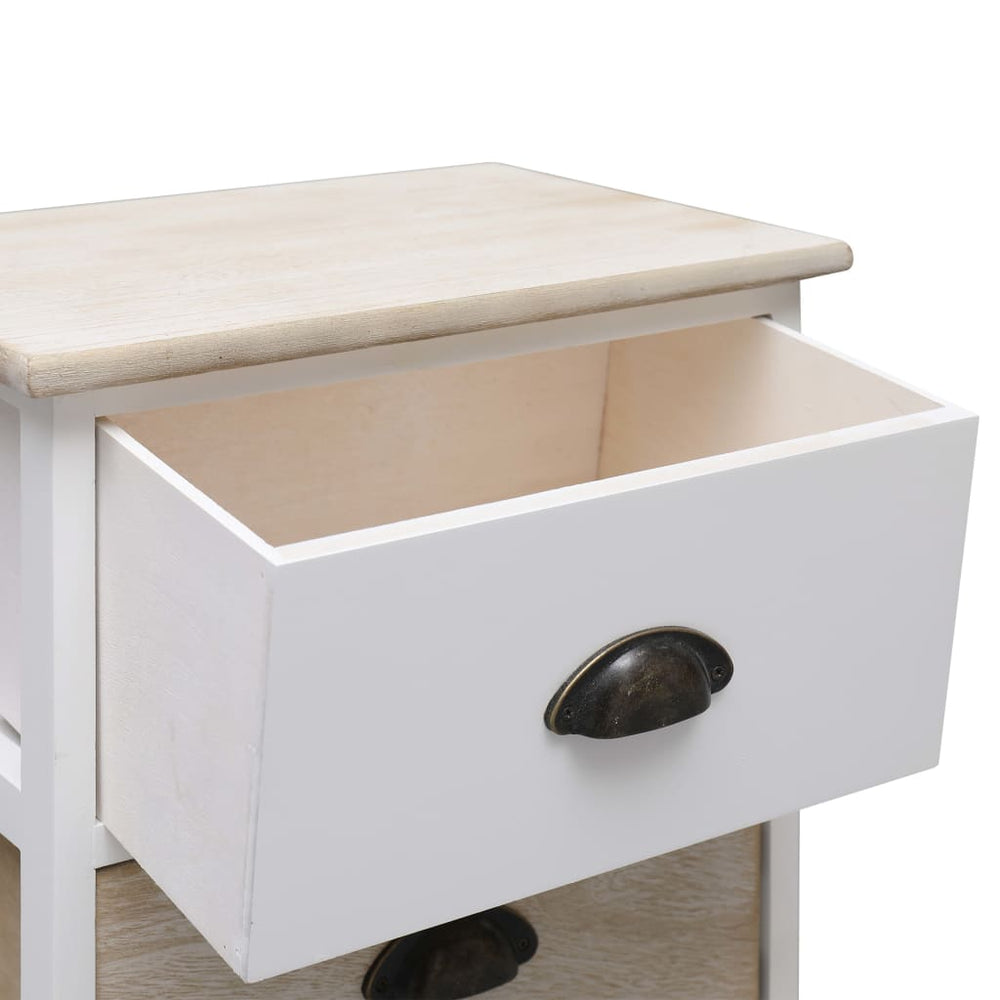 Nachtkastjes 2 st 38x28x45 cm paulowniahout wit en naturel MeubelReus