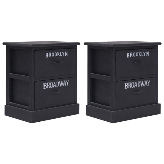 Nachtkastjes 2 st 38x28x45 cm paulowniahout zwart MeubelReus