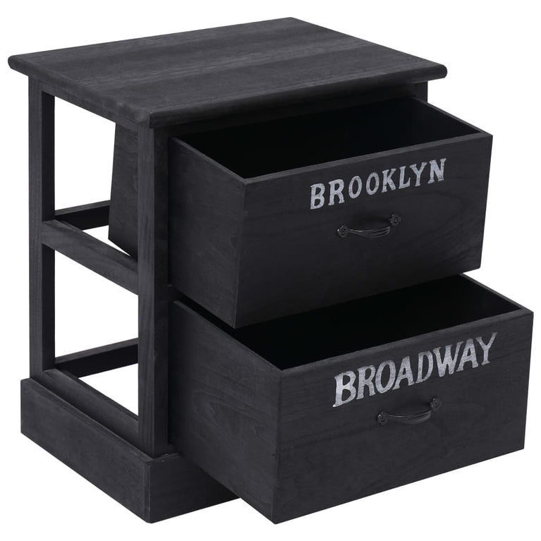 Nachtkastjes 2 st 38x28x45 cm paulowniahout zwart MeubelReus