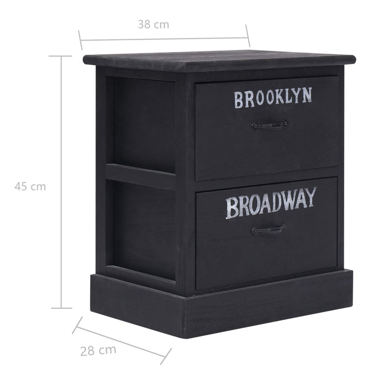 Nachtkastjes 2 st 38x28x45 cm paulowniahout zwart MeubelReus