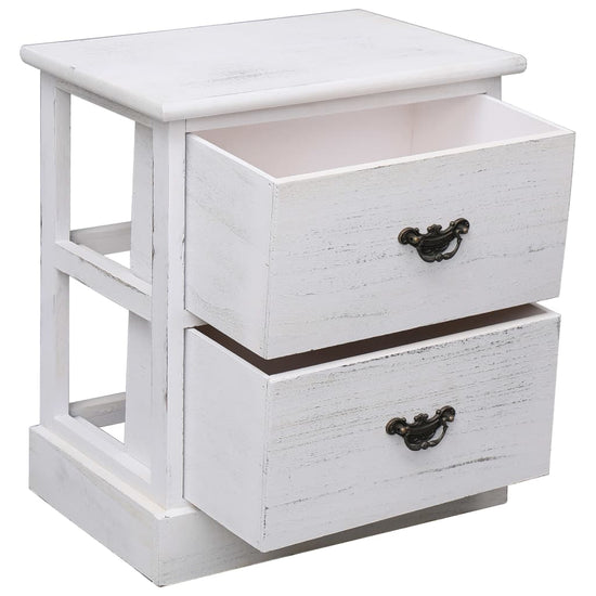 Nachtkastjes 2 st 38x28x45 cm paulowniahout wit MeubelReus