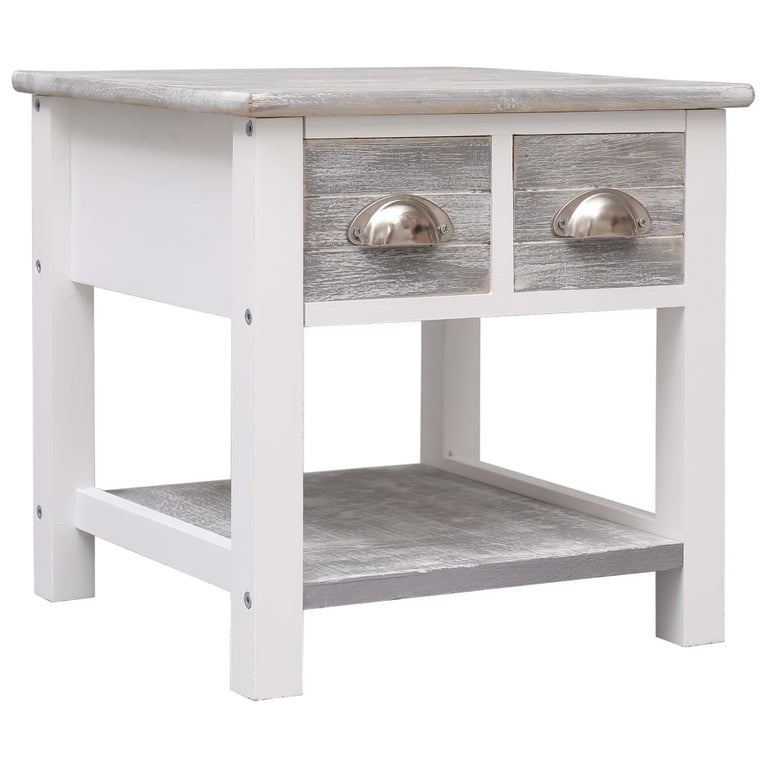 Bijzettafel 40x40x40 cm paulowniahout grijs MeubelReus