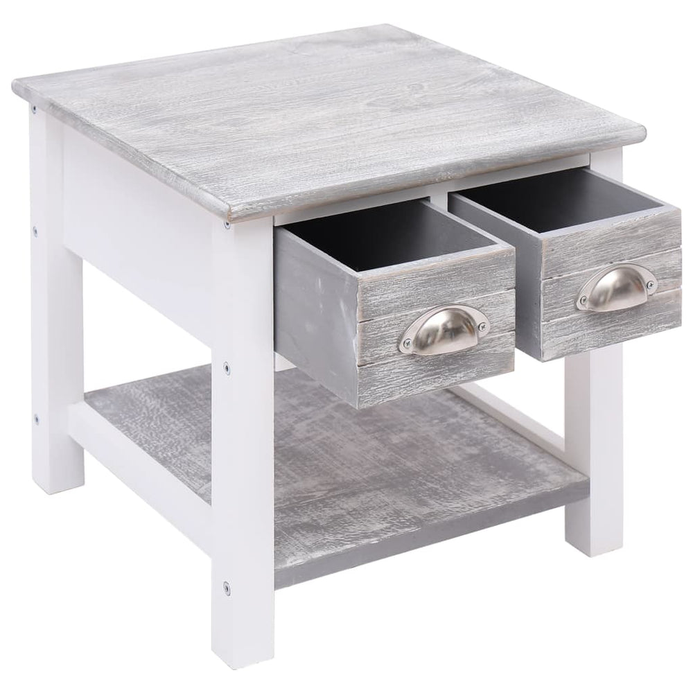 Bijzettafel 40x40x40 cm paulowniahout grijs MeubelReus