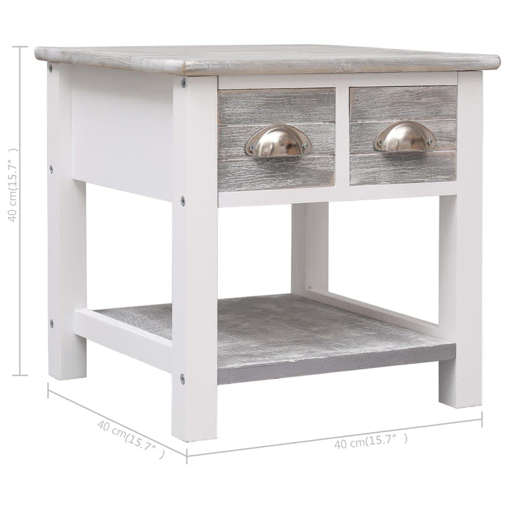 Bijzettafel 40x40x40 cm paulowniahout grijs MeubelReus