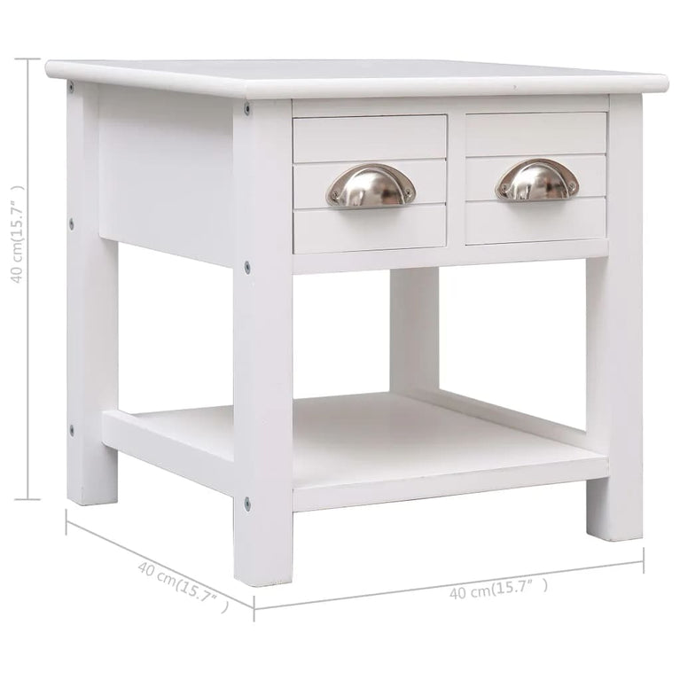 Bijzettafel 40x40x40 cm paulowniahout wit MeubelReus