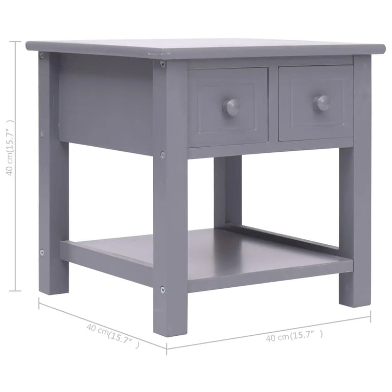 Bijzettafel 40x40x40 cm paulowniahout grijs MeubelReus