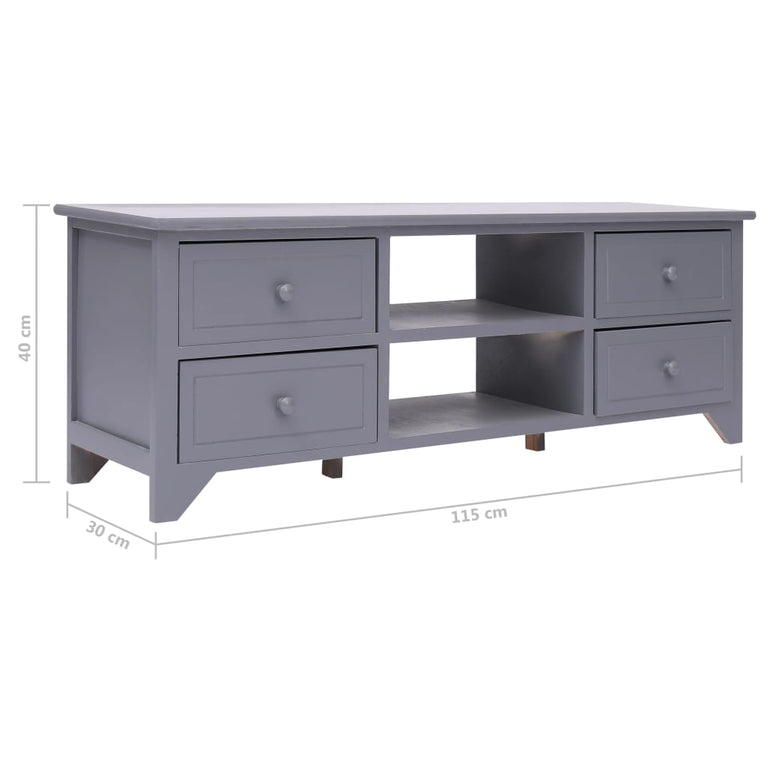 Tv-meubel 115x30x40 cm paulowniahout grijs MeubelReus