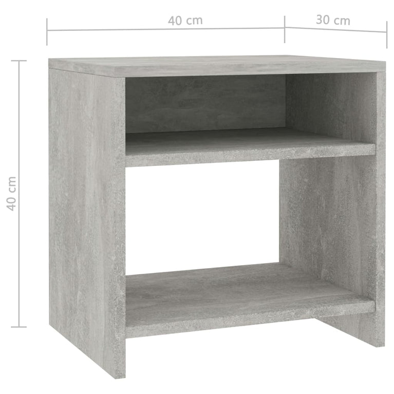 Nachtkastje 40x30x40 cm bewerkt hout betongrijs MeubelReus