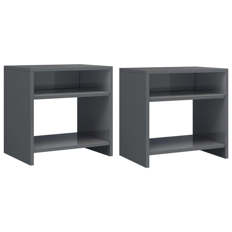 Nachtkastjes 2 st 40x30x40 cm bewerkt hout grijs MeubelReus