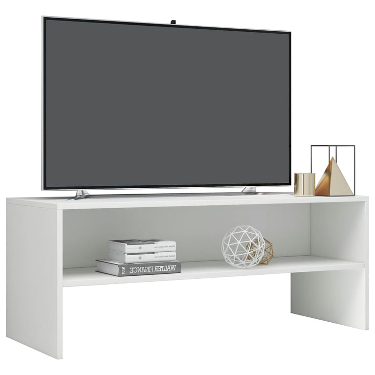 Tv-meubel 100x40x40 cm bewerkt hout hoogglans wit MeubelReus