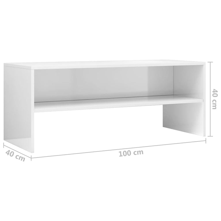 Tv-meubel 100x40x40 cm bewerkt hout hoogglans wit MeubelReus
