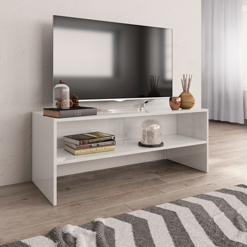 Tv-meubel 100x40x40 cm bewerkt hout hoogglans wit MeubelReus