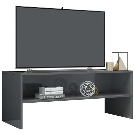 Tv-meubel 100x40x40 cm bewerkt hout hoogglans grijs MeubelReus