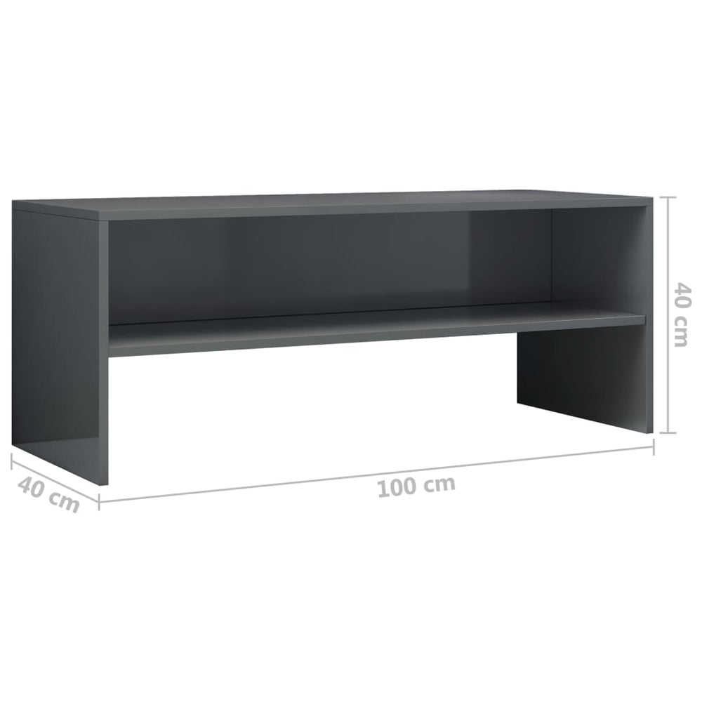 Tv-meubel 100x40x40 cm bewerkt hout hoogglans grijs MeubelReus