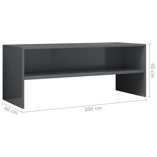 Tv-meubel 100x40x40 cm bewerkt hout hoogglans grijs MeubelReus