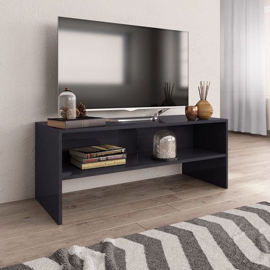 Tv-meubel 100x40x40 cm bewerkt hout hoogglans grijs MeubelReus