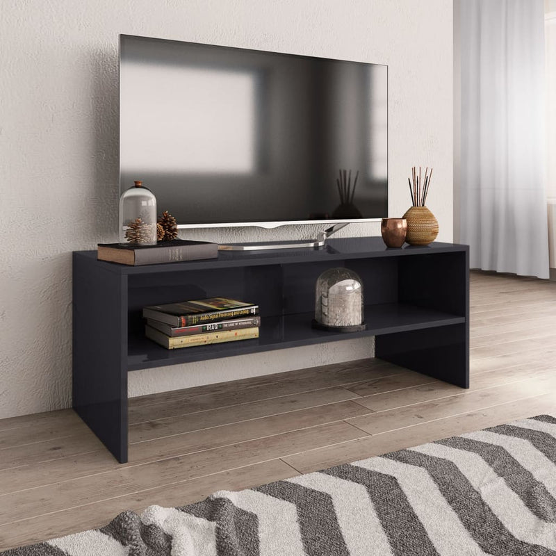 Tv-meubel 100x40x40 cm bewerkt hout hoogglans grijs MeubelReus
