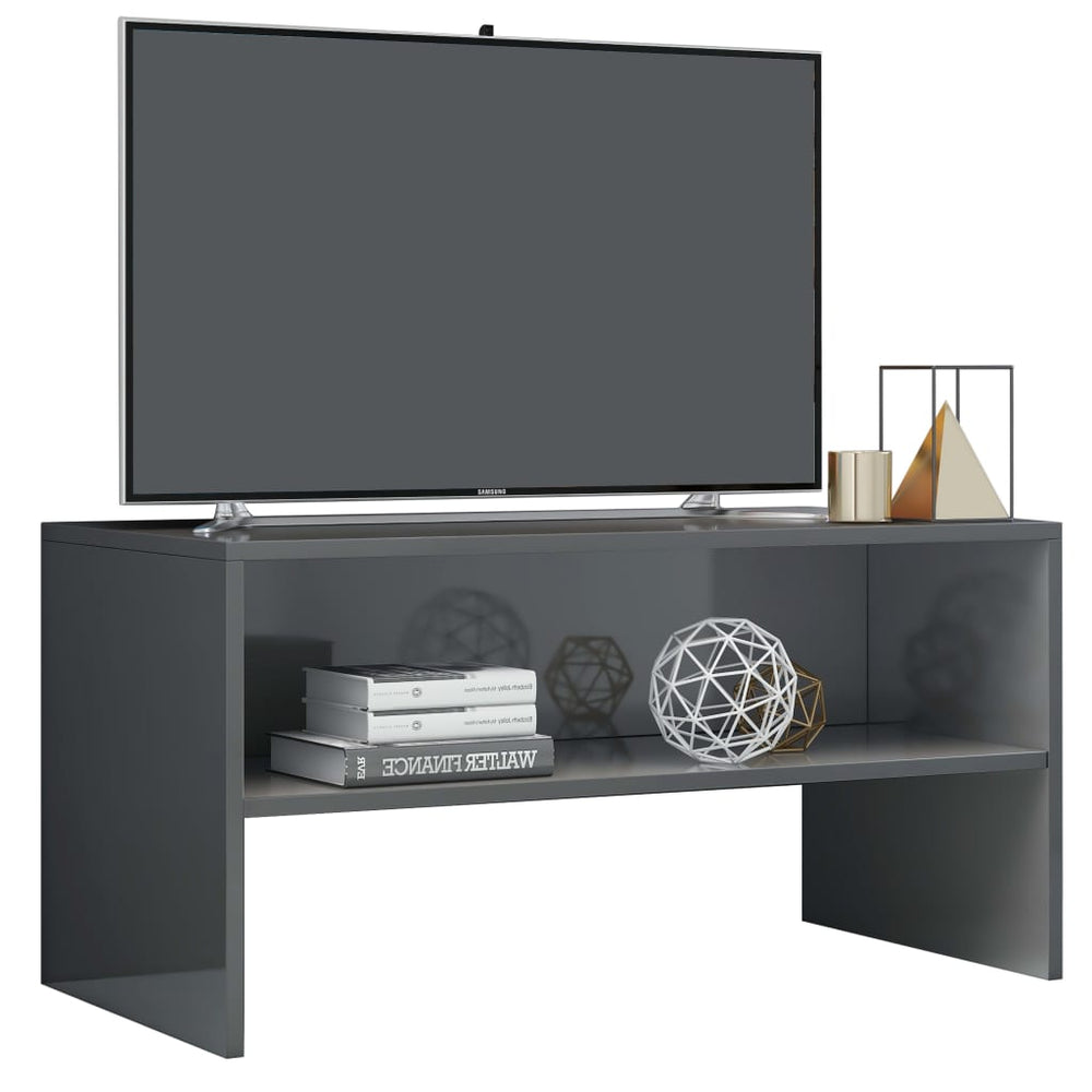 Tv-meubel 80x40x40 cm bewerkt hout hoogglans grijs MeubelReus