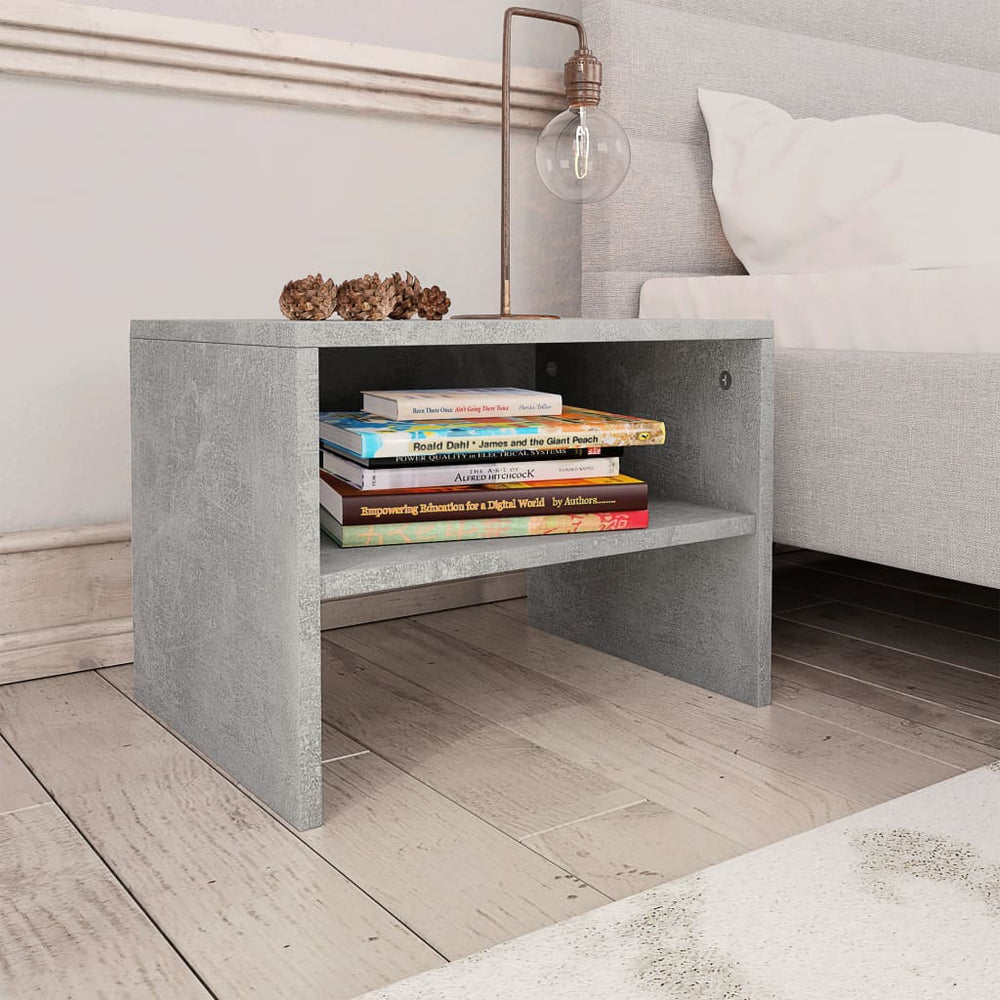 Nachtkastje 40x30x30 cm bewerkt hout betongrijs MeubelReus