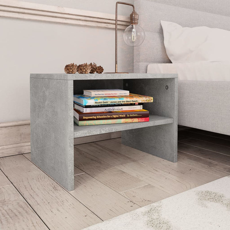 Nachtkastjes 2 st 40x30x30 cm bewerkt hout betongrijs MeubelReus