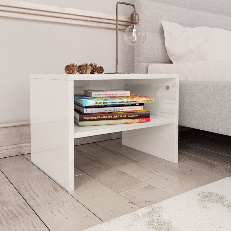 Nachtkastjes 2 st 40x30x30 cm bewerkt hout hoogglans wit MeubelReus